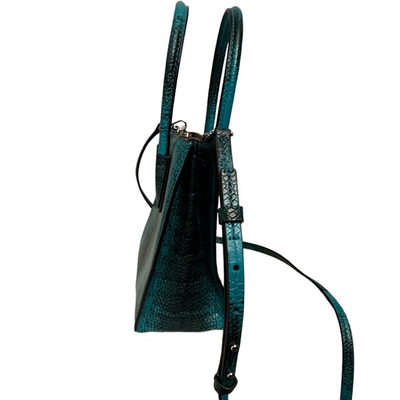 {Michael Kors} Studio Mercer medium Tote Tile Blue Leather Bag Handbag - Picture 8 of 10